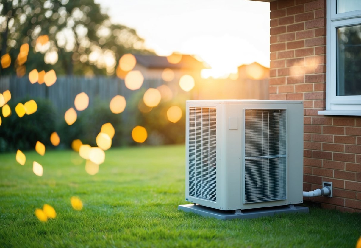 A house with an air source heat pump outside, extracting heat from the air and transferring it into the home