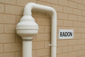 Externally mounted extraction fan and discharge pipework.
