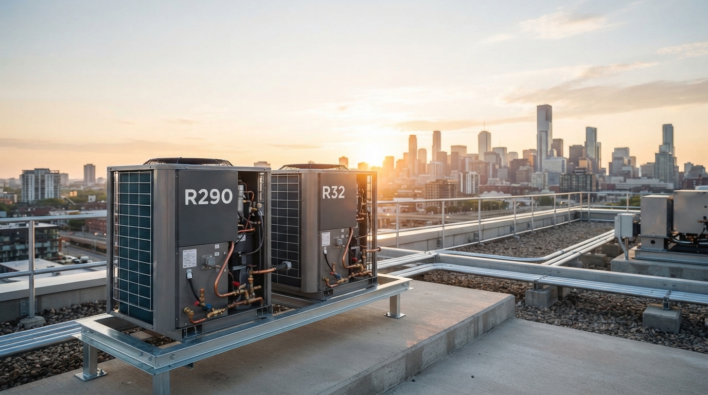Heat pumps on a rooftop